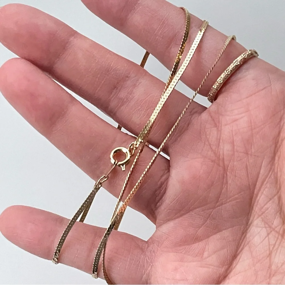 Classic Skinny Herringbone Necklace - Picture 3 of 5